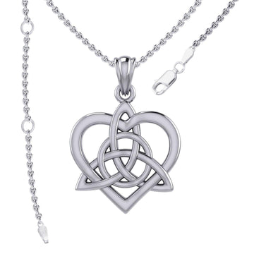 Celtic Flowing Heart Triquetra Sterling Silver Pendant – Graceful Symbol of Love and Unity by Peter Stone Jewelry TPD6215 - Jewelry